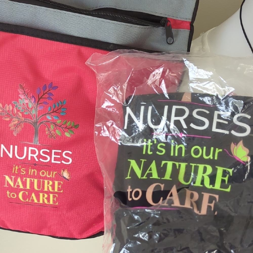 Nurses Red Tote Bag It's in Our Nature to Care & black size Large matching Tee T